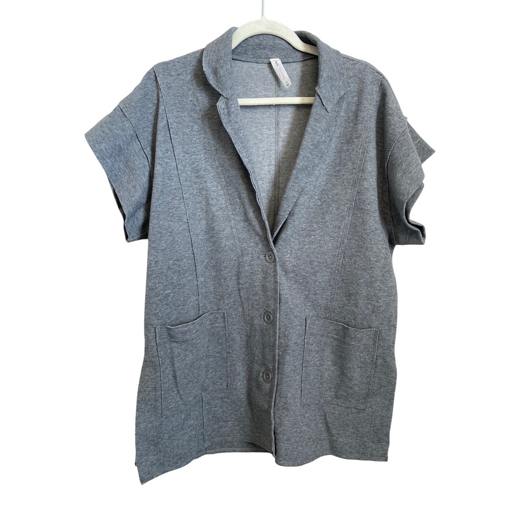 Anthropologie Daily Practice Gray Short Sleeve Blazer Style Jacket Top XS